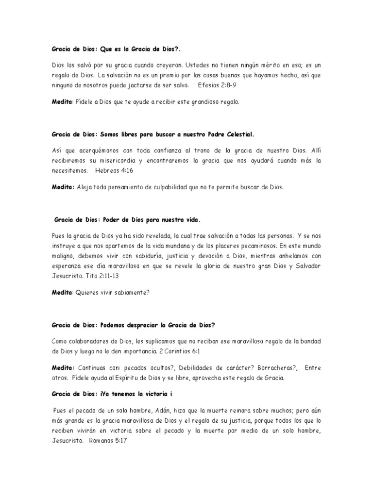 Devocional Gracia de Dios | PDF | Gracia divina | Pecado