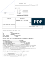 English Test: Complete The Table in Simple Past