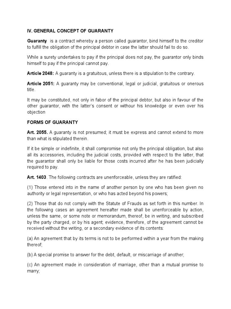 Guaranty PDF Guarantee Business Law