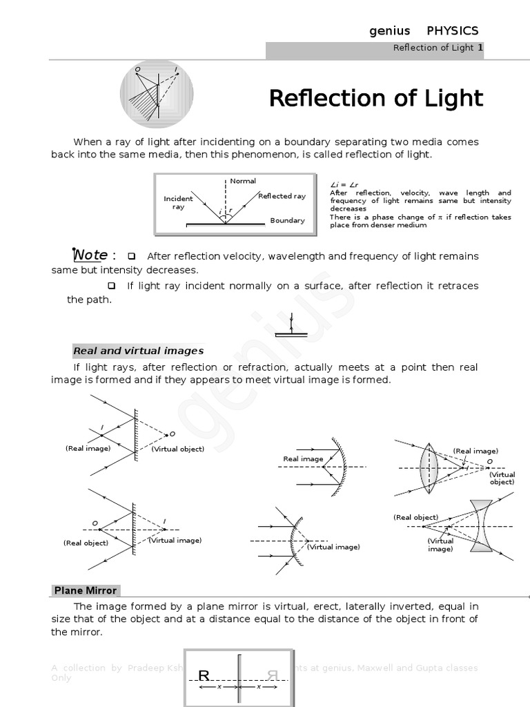 01-Ray Optics MM | PDF | Lens (Optics) | Reflection (Physics)