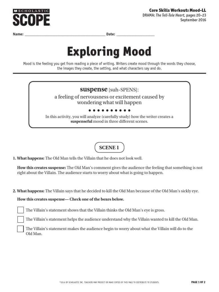 Mood Worksheet PDF | PDF | Thriller (Genre) | Leisure