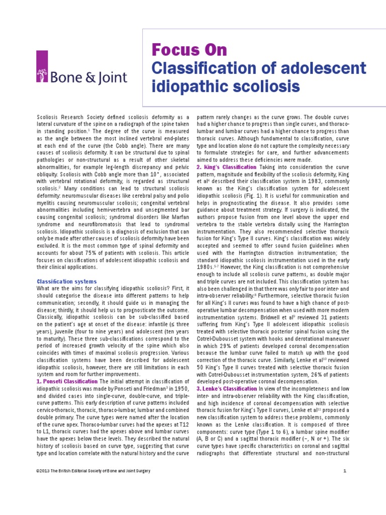 Classification of Adolescent Idiopathic Scoliosis | PDF | Scoliosis ...