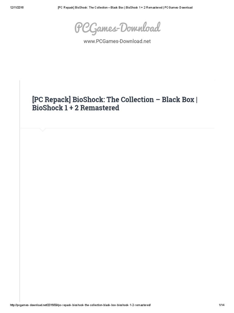 PC Repack) BioShock - The Collection - Black Box - BioShock 1 + 2.