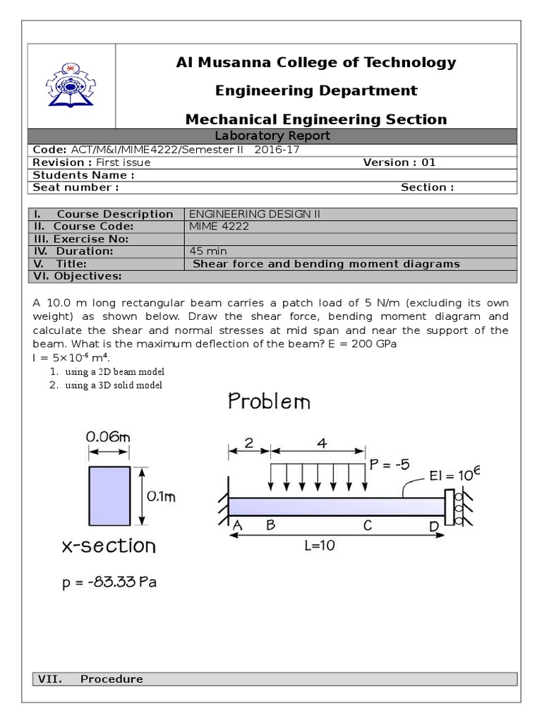 Shear Force and Bending Moment Analysis | PDF | Bending | Beam (Structure)