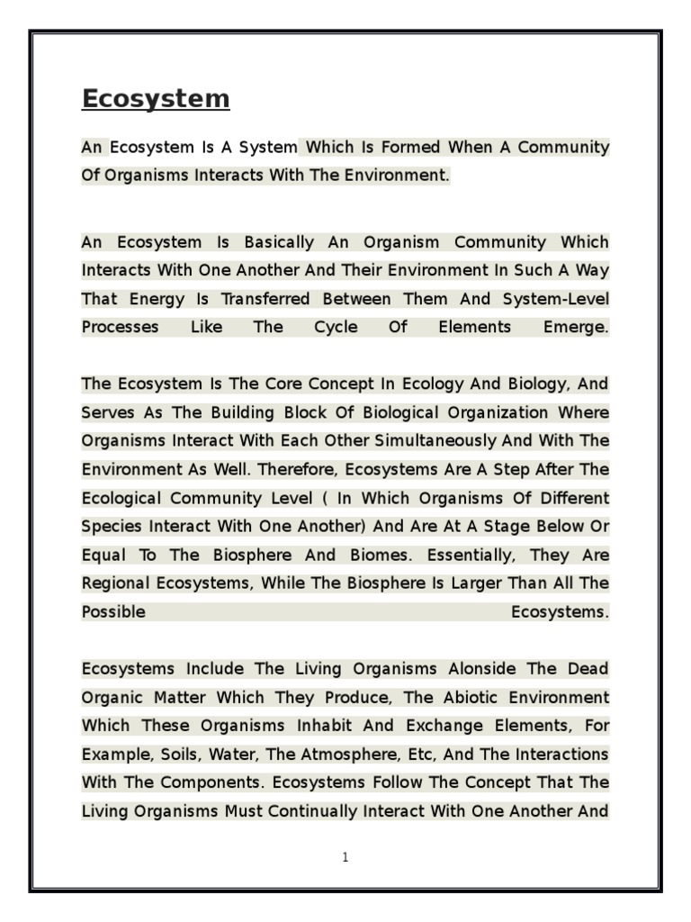 Ecosystem | PDF