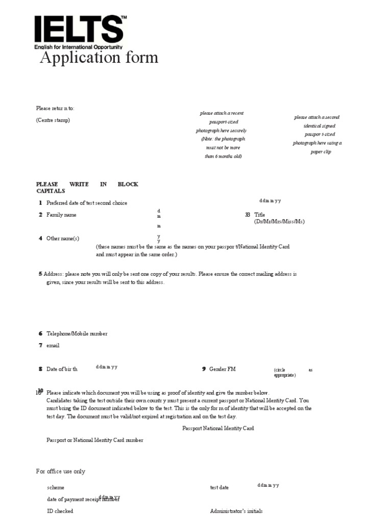 IELTS - Application W S | PDF | International English Language Testing ...