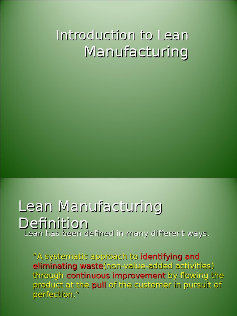 Lean Manufacturing Overview and Tools | PDF | Lean Manufacturing ...