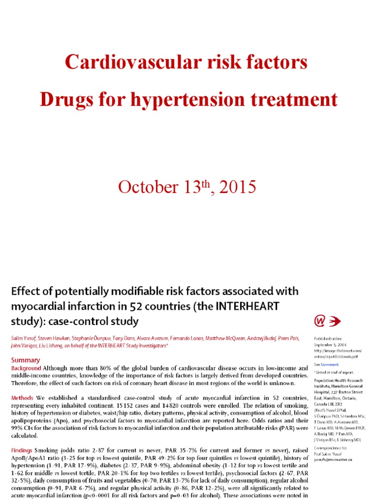 Cardiovascular Risk Factors Drugs For Hypertension Treatment | PDF ...
