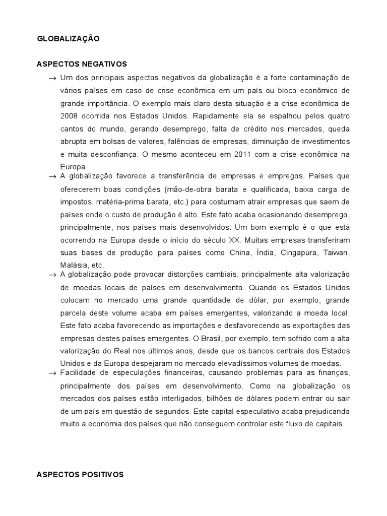De Acordo Com Esse Texto A Globalização Favoreceu