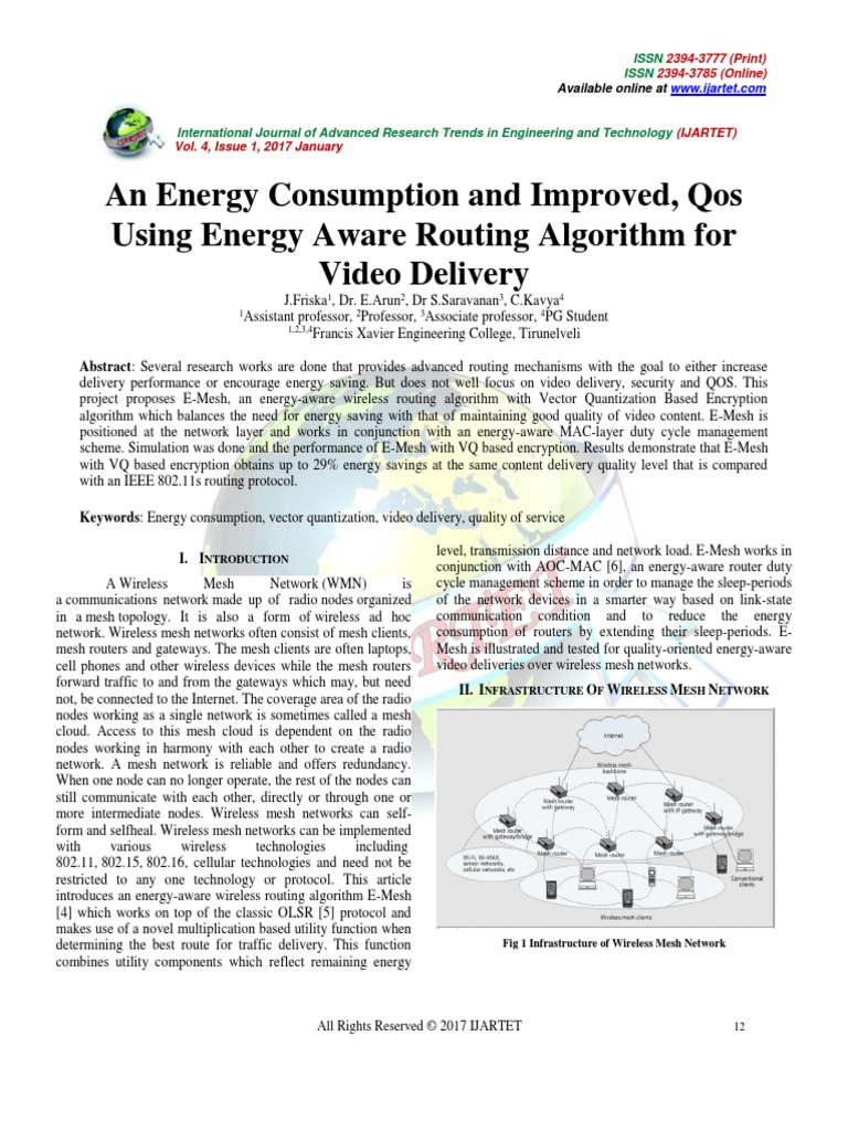 An Energy Consumption and Improved, Qos Using Energy Aware Routing ...