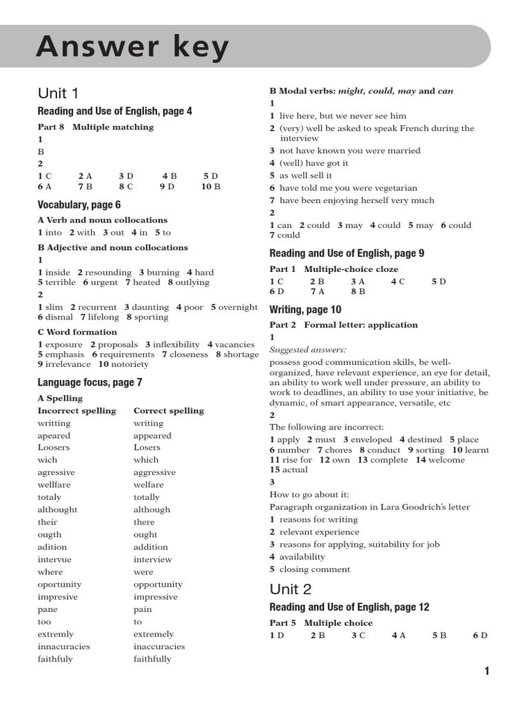 Advanced Workbook Answer Key | PDF | Languages