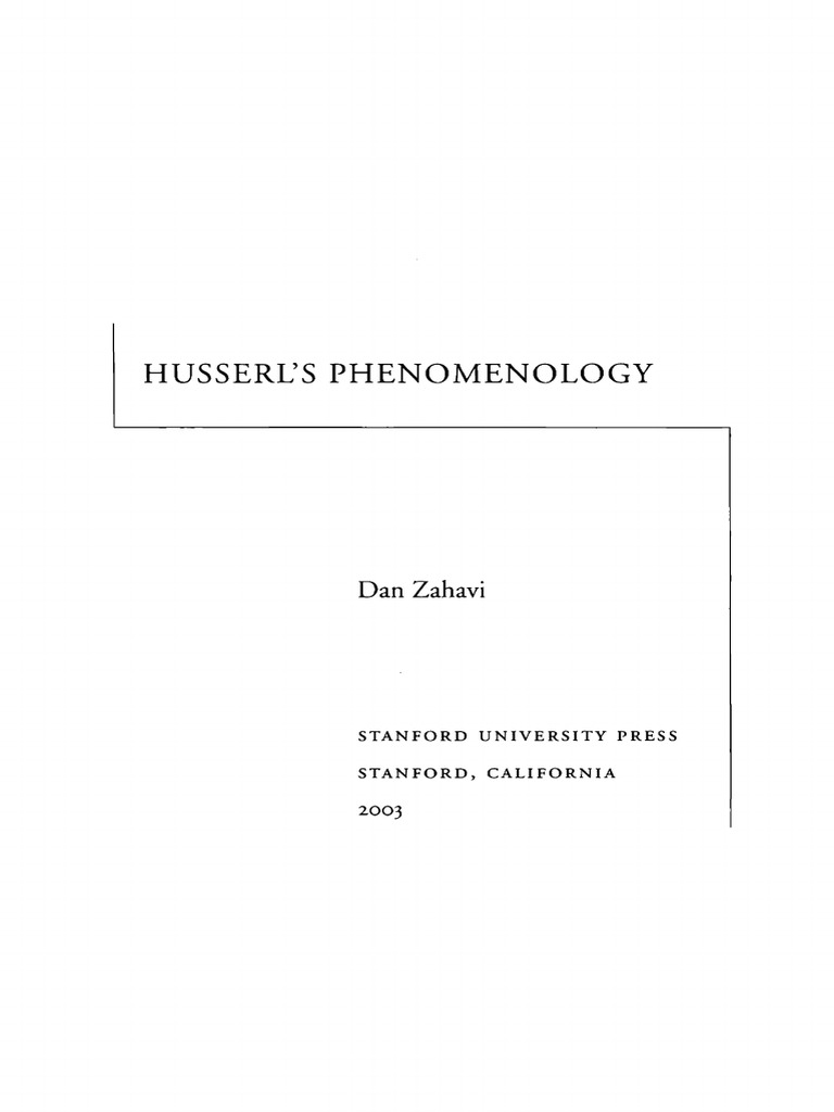 Zahavi Dan Husserl S Phenomenology PDF | PDF | Phenomenology ...