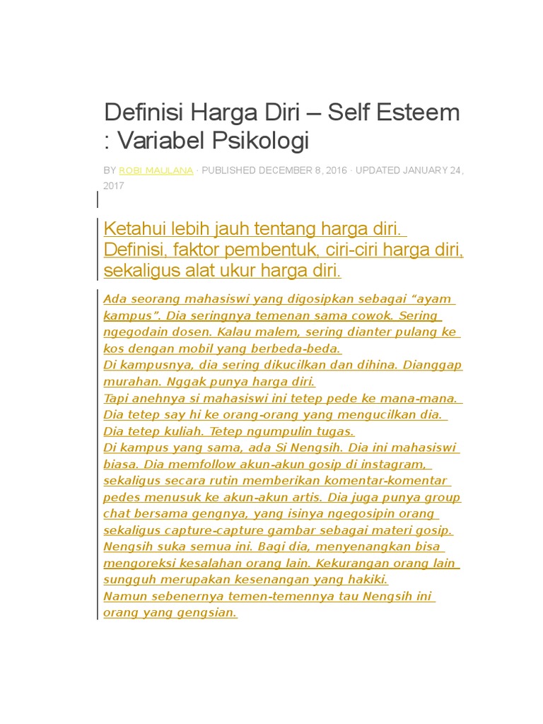 Definisi Harga Diri  PDF