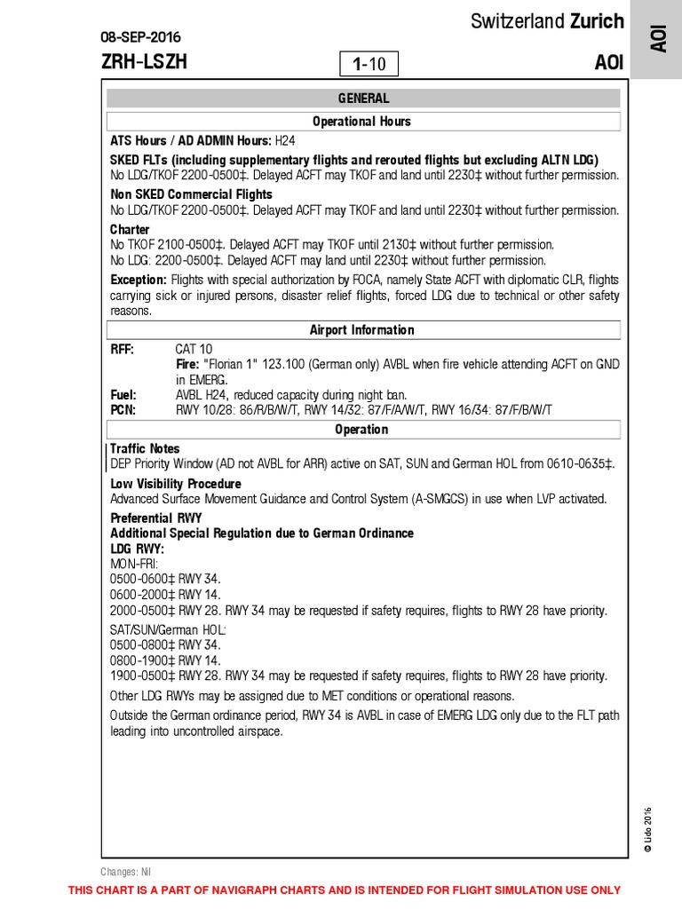 LSZH | PDF | Instrument Flight Rules | Air Traffic Control