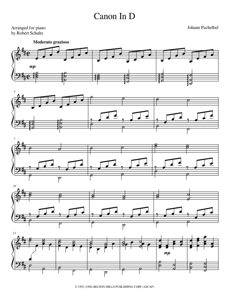 pachelbel canon in d solo piano