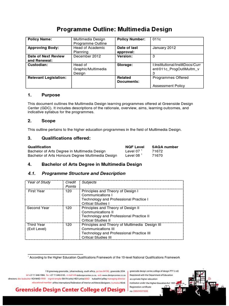 Multimedia Design Programme Overview | PDF | Multimedia | Design