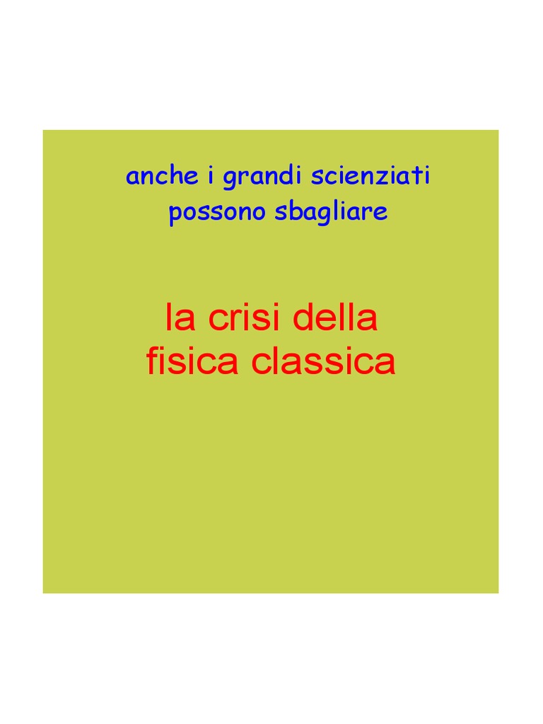 La Crisi Della Fisica Classica PDF
