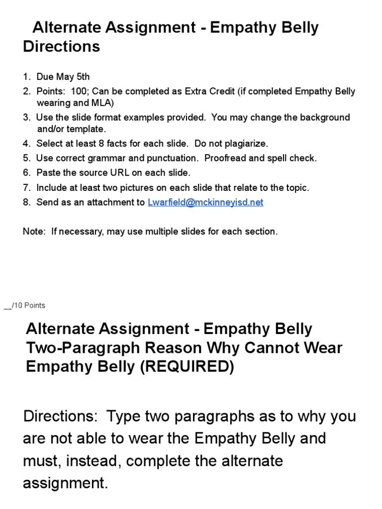 Alternate Assignment Empathy Belly PDF Pregnancy Wellness