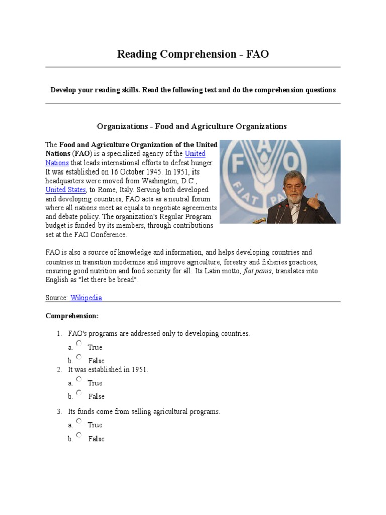 FAO Overview and Reading Comprehension | PDF