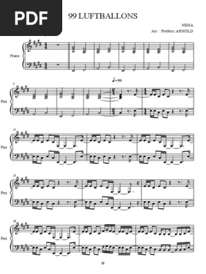 99 Luftballons Piano Musique Irlandaise Chansons Ecrites
