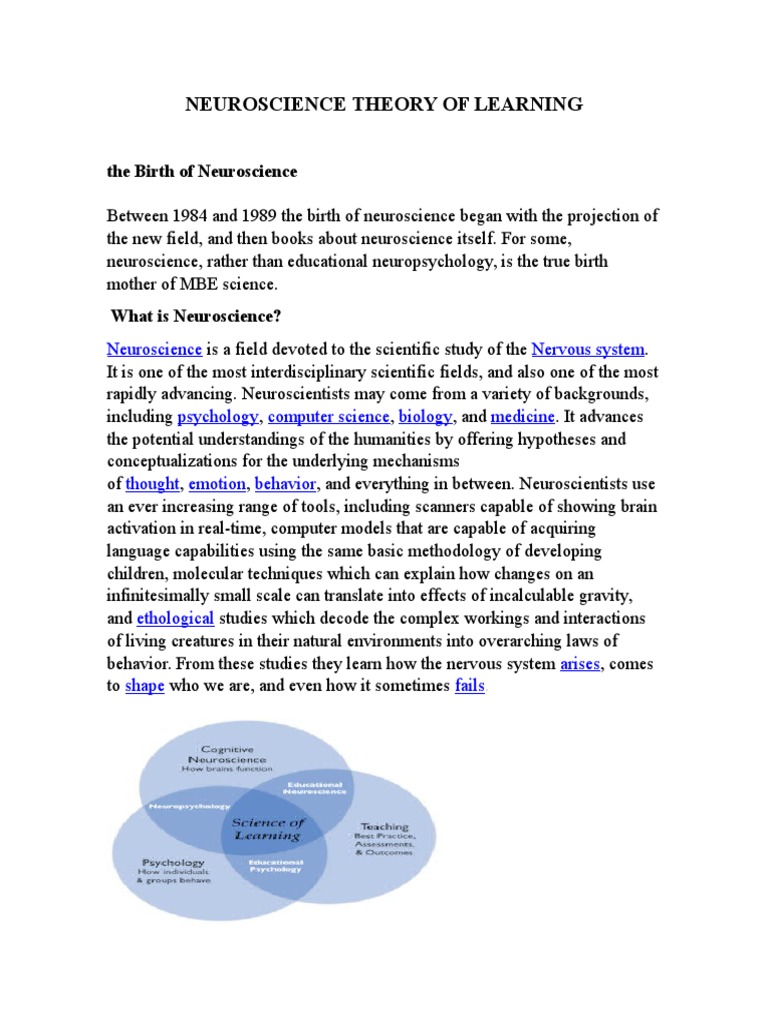 Neuroscience Theory of Learning | Earth & Life Sciences | Neuroscience ...