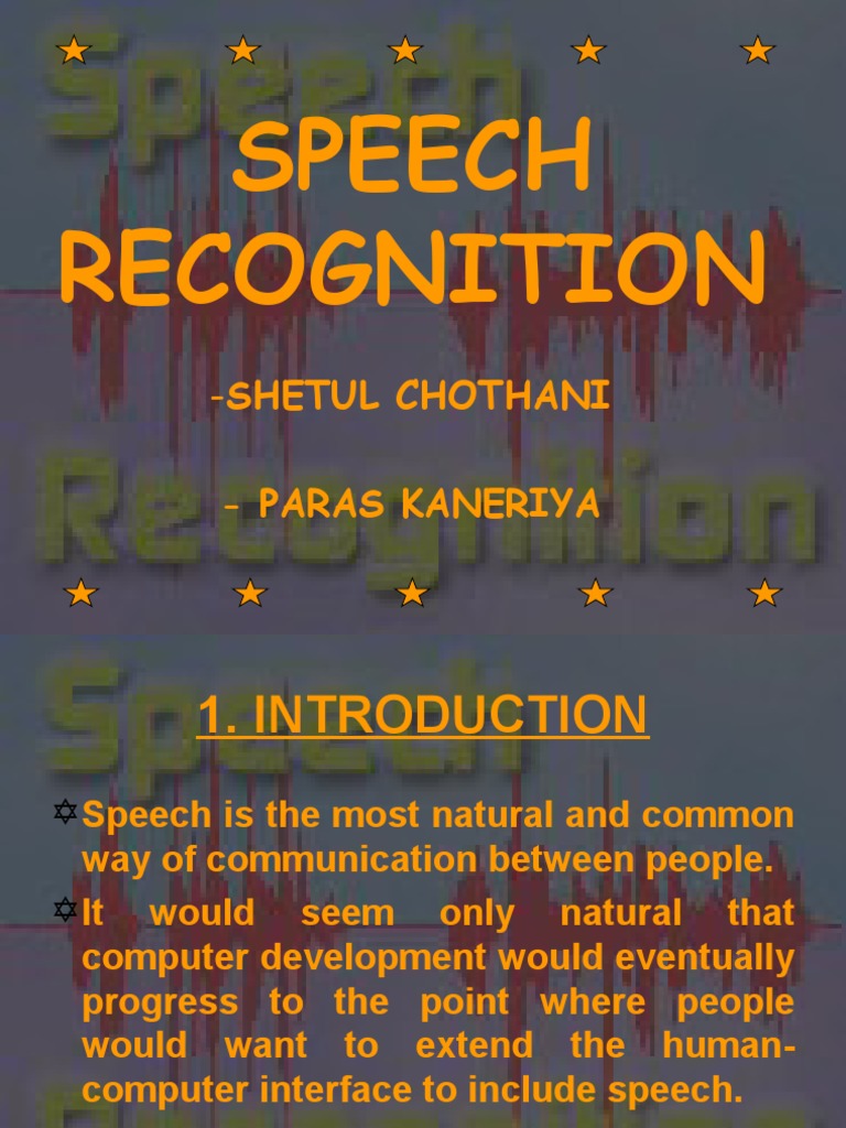 Speech Recognition 1 | PDF | Speech Recognition | Input/Output