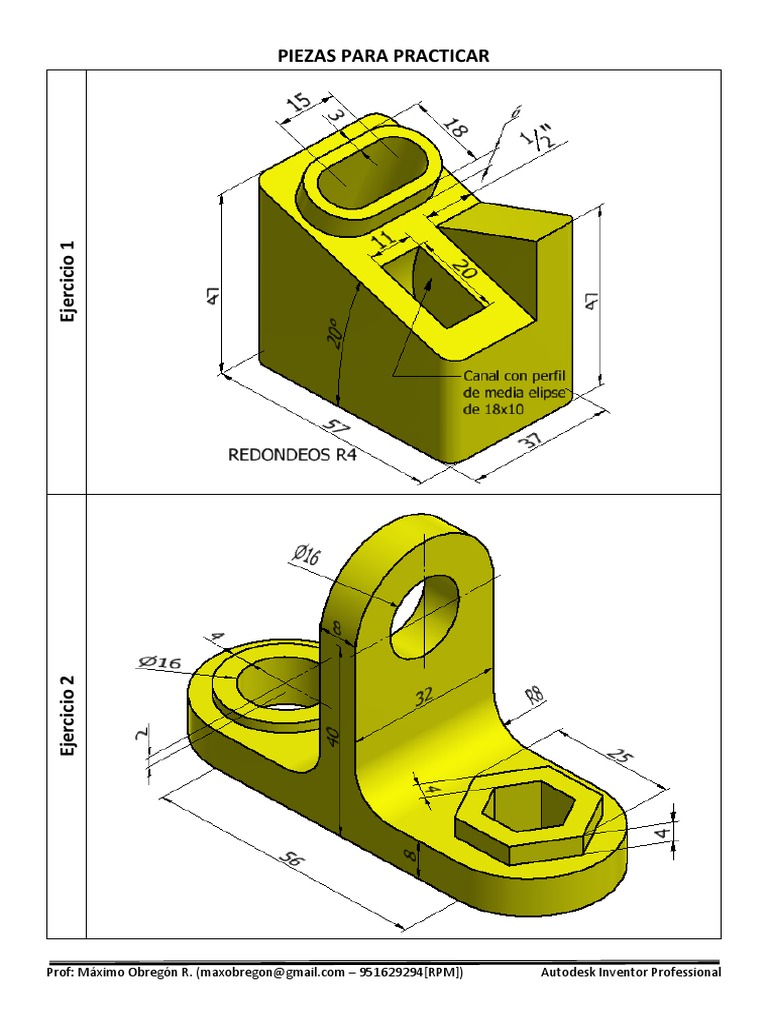 Ejercicios Prácticos de Autodesk Inventor | PDF | Métodos y materiales ...