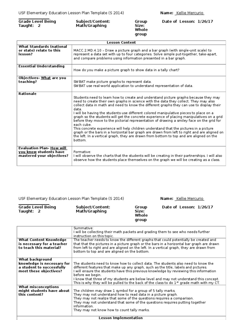 2nd Grade Math Graphing Lesson Plan | PDF | Lesson Plan | Teaching