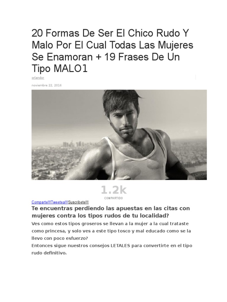 20 Formas de Ser El Chico Rudo Y Malo Por El Cual Todas Las Mujeres Se ...