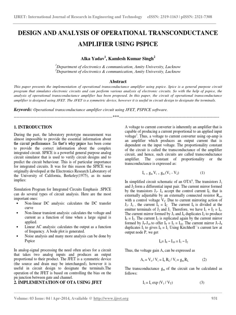 Ijret20140304165 PDF | PDF | Electrical Network | Spice