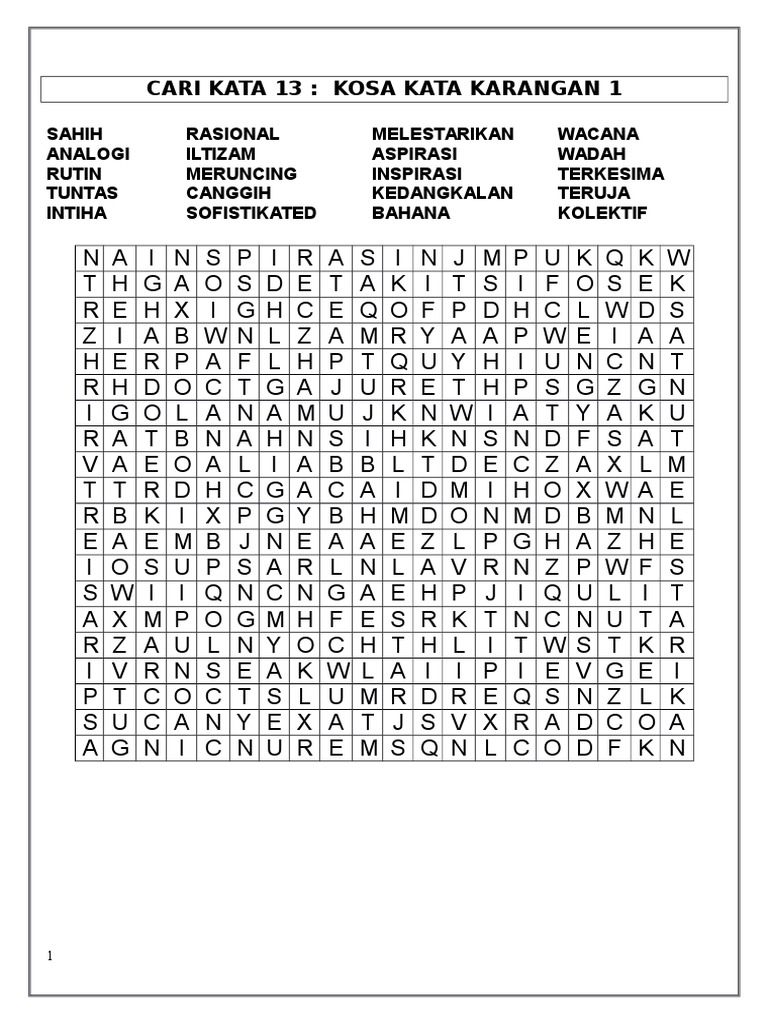 Cari Kata 13 - Kosa Kata Karangan | PDF
