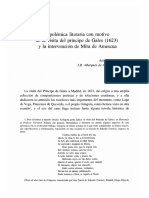 La Polemica Literaria Con Motivo de La Visita Del Principe de Gales 1623 y La Intervencion de Mira de Amescua