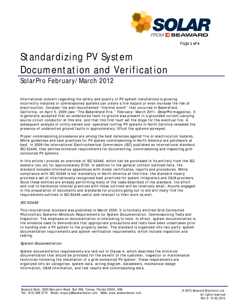 Standardizing PV System Documentation PDF | PDF