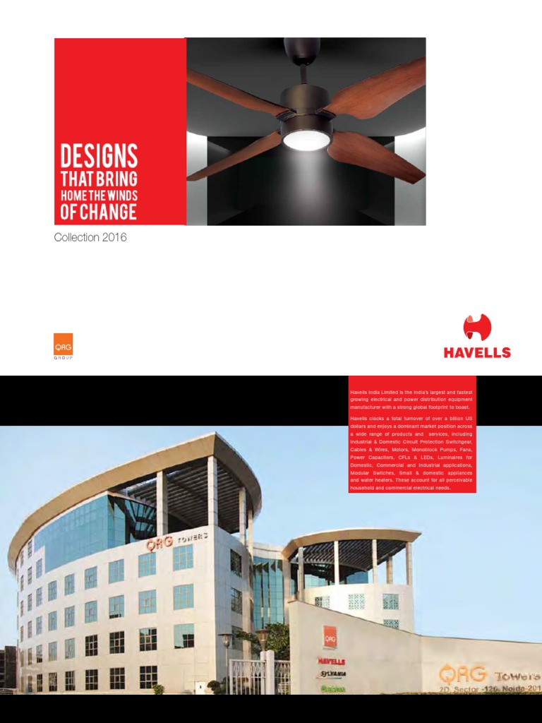 Havells Fan Catalogue 2016 PDF PDF Electric Power Electric Motor