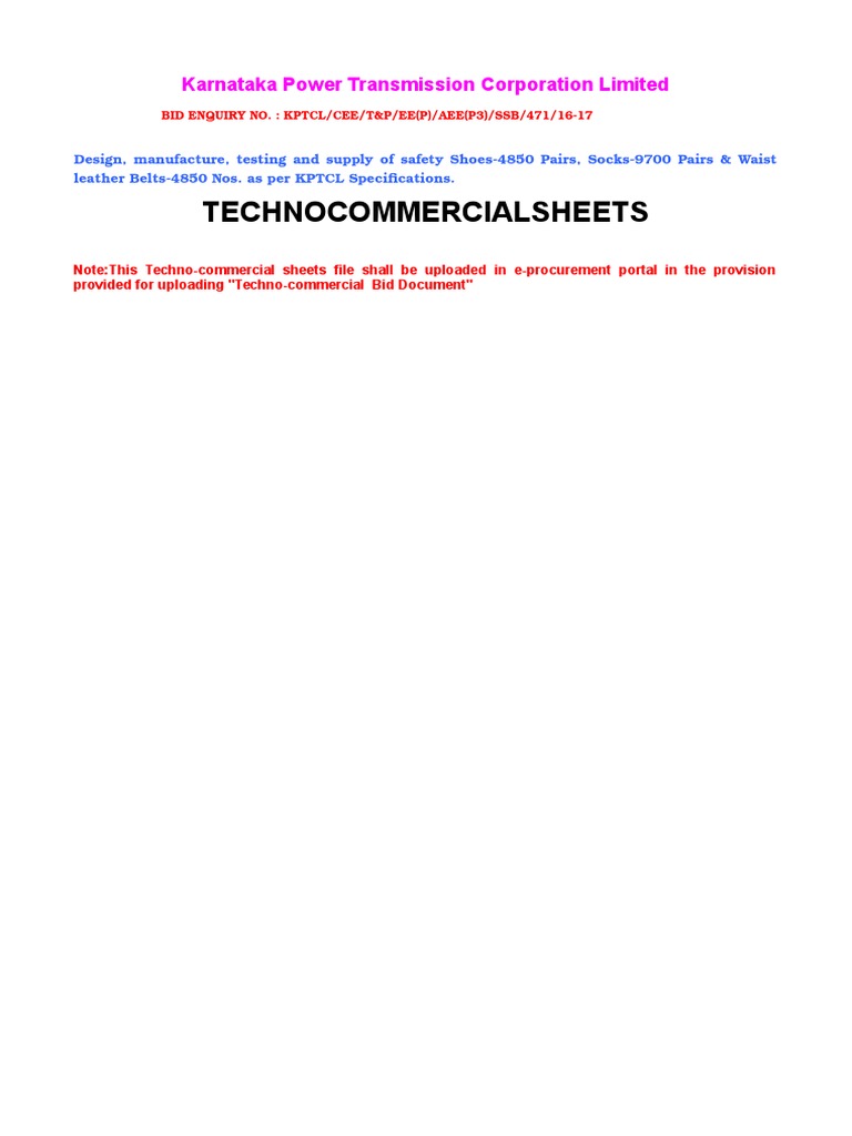 Technocommercial Sheet | PDF | Specification (Technical Standard) | Banks