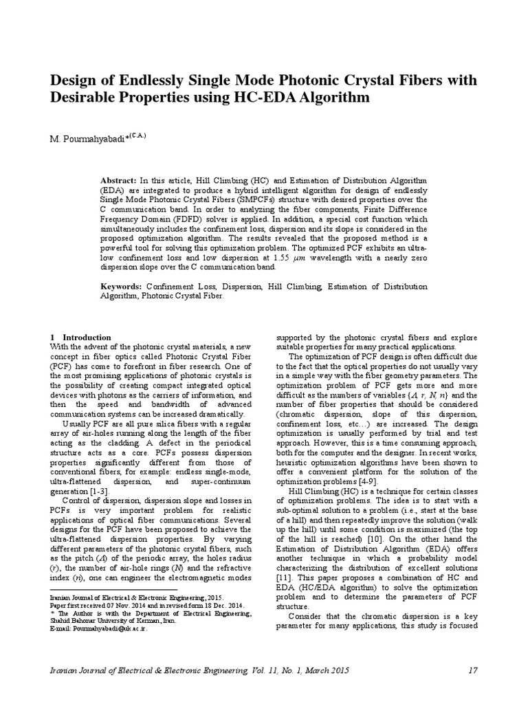 Design of Endlessly Single Mode Photonic Crystal Fibers With | PDF