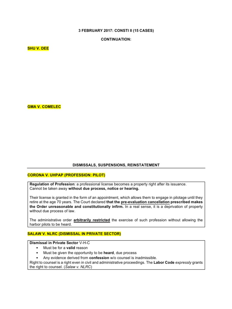 Preliminary Case List Part II Rational Basis Review Equal