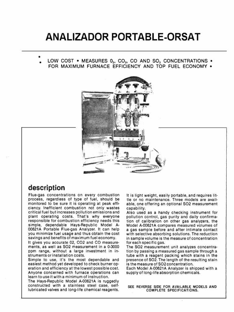 Portable Orsat Gas Analyzer PDF