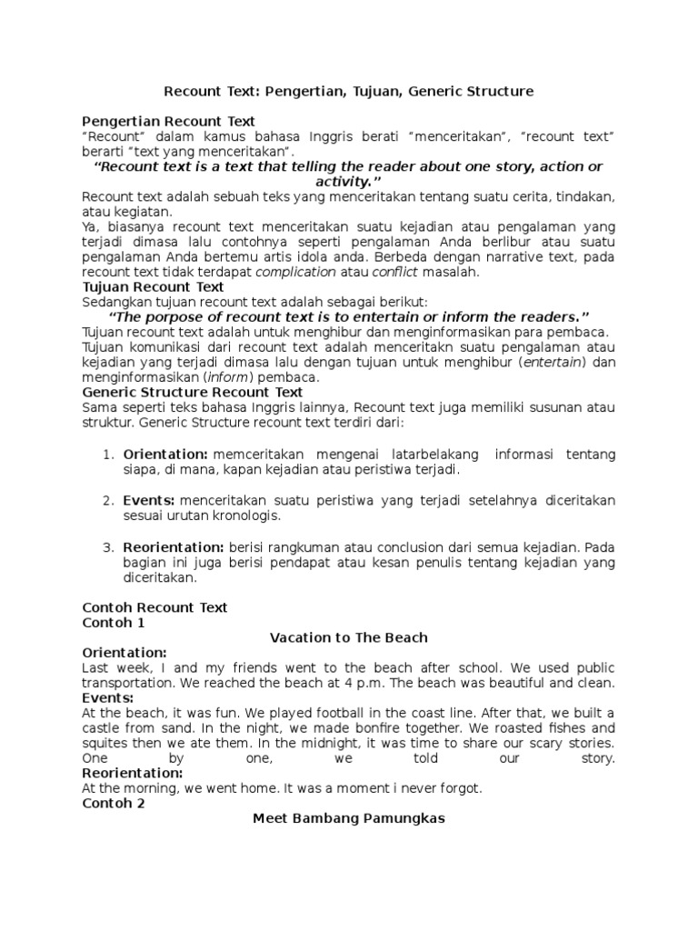 Recount Text Tata Bahasa Sintaksis