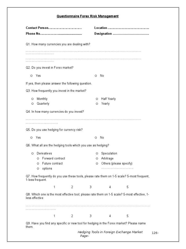 Forex Risk Management Questionnaire | PDF | Business