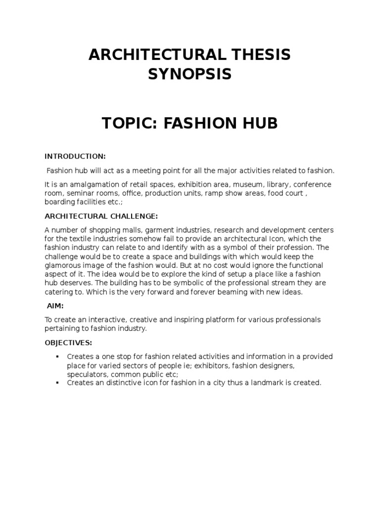 Thesis Synopsis FashionHUB