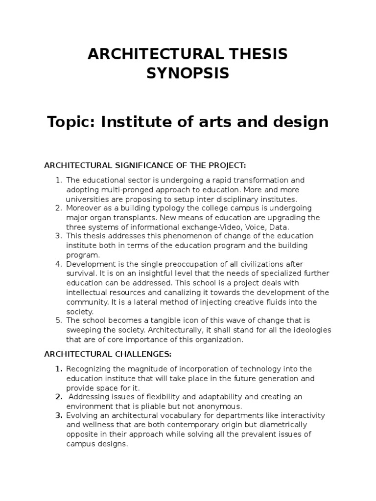 Thesis Synopsis ArtsnDesign | PDF | Design | Psychological Concepts