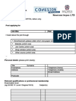 Job Application Form: Newross Impex LTD