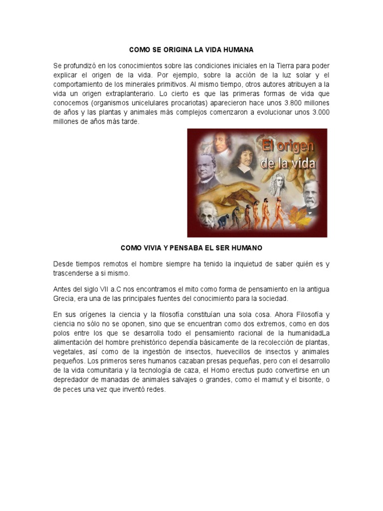 Origen y evolución de la vida humana | PDF | Homo Sapiens | Naturaleza