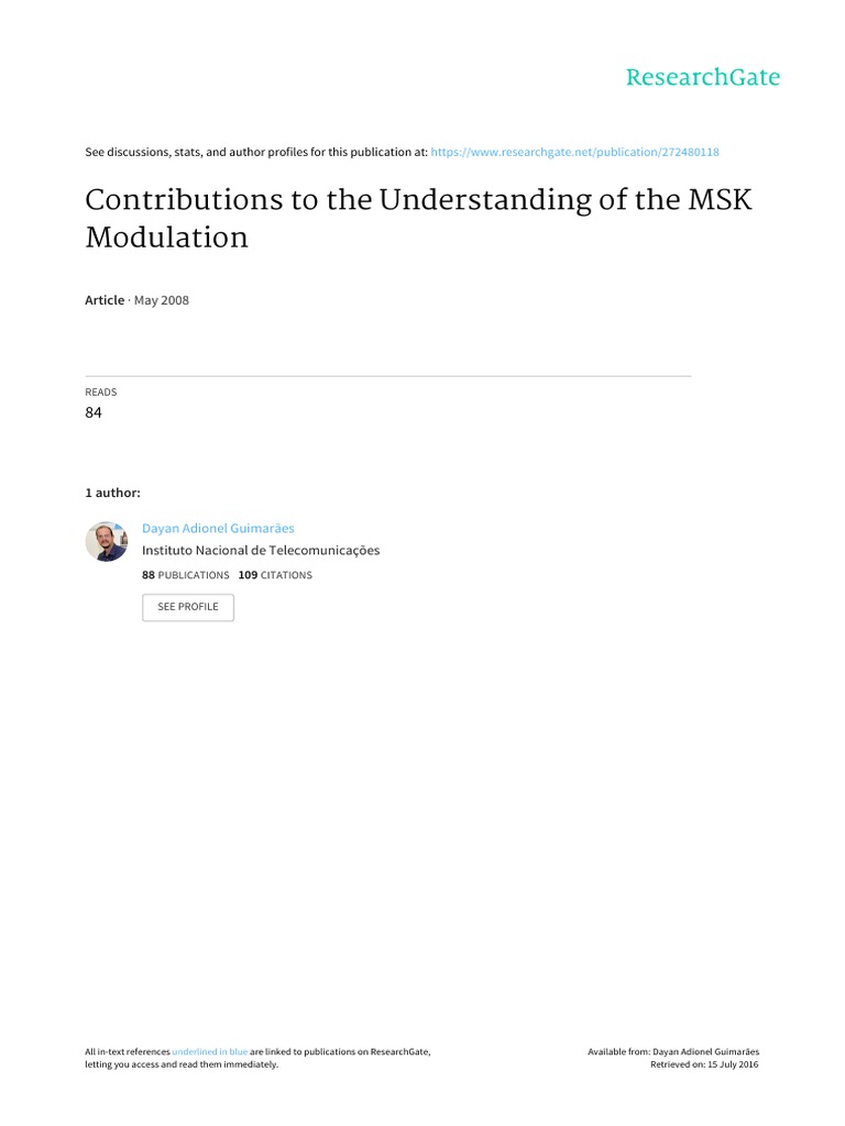 Understanding MSK Modulation Concepts | PDF | Modulation | Basis ...