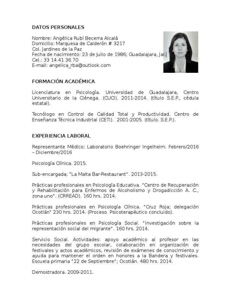Currículum Vitae | PDF | Sicología | Conceptos psicologicos