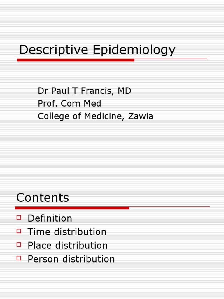 Descriptive Epidemiology Overview | PDF | Epidemics | Epidemiology