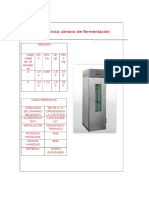 Ficha Técnica Cámara de Fermentación