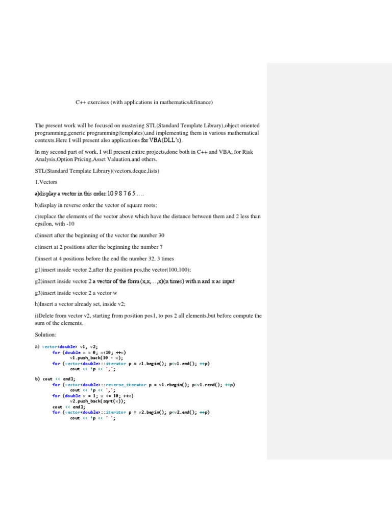 C++ Exercises (With Complete Solutions) | PDF | Integral | Computer ...