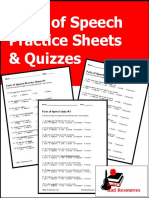Parts of Speech Practice Sheets and Quizzes